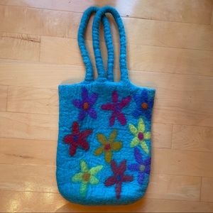 Artisan Flower Felt Bag; Handmade Felted Bag; Shoulder Bag; Floral Bag